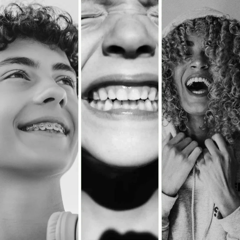 Zufriedene Kunden der Zahnarztpraxis in einer Collage